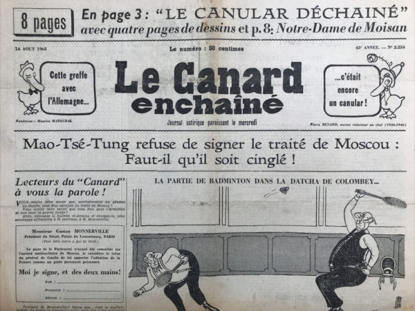 N° 2234 du Canard Enchaîné -  14 Août 1963
