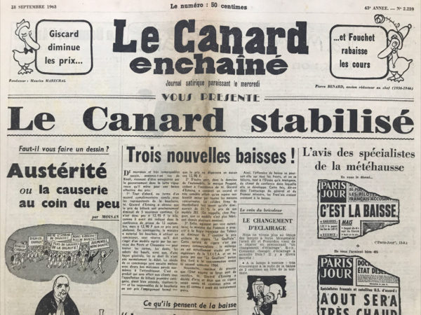 N° 2239 du Canard Enchaîné -  18 Septembre 1963