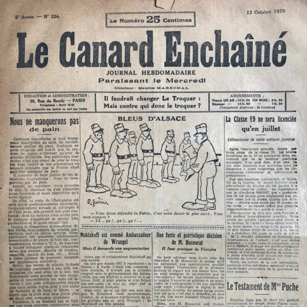 N° 224 du Canard Enchaîné -  13 Octobre 1920