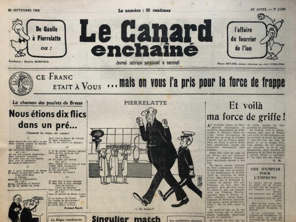 N° 2240 du Canard Enchaîné -  25 Septembre 1963