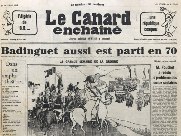 N° 2245 du Canard Enchaîné -  30 Octobre 1963