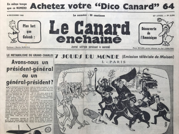 N° 2250 du Canard Enchaîné -  4 Décembre 1963