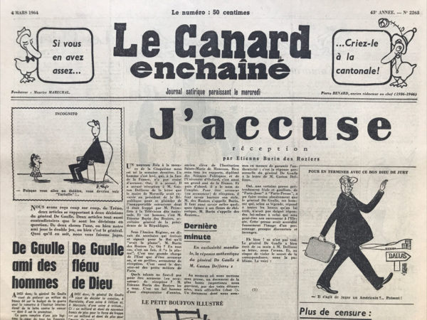 N° 2263 du Canard Enchaîné -  4 Mars 1964