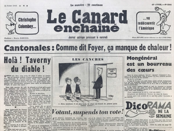 N° 2264 du Canard Enchaîné -  11 Mars 1964
