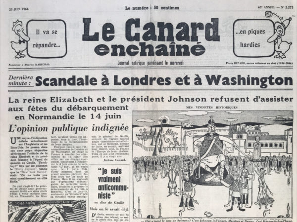 N° 2277 du Canard Enchaîné -  10 Juin 1964