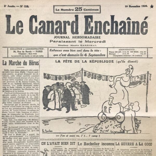 N° 228 du Canard Enchaîné -  10 Novembre 1920