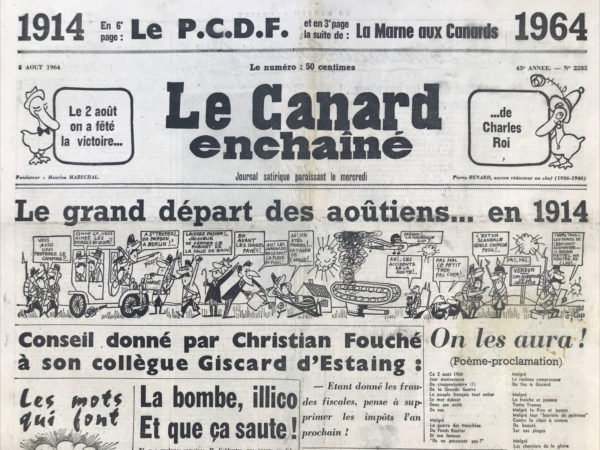N° 2285 du Canard Enchaîné -  5 Août 1964