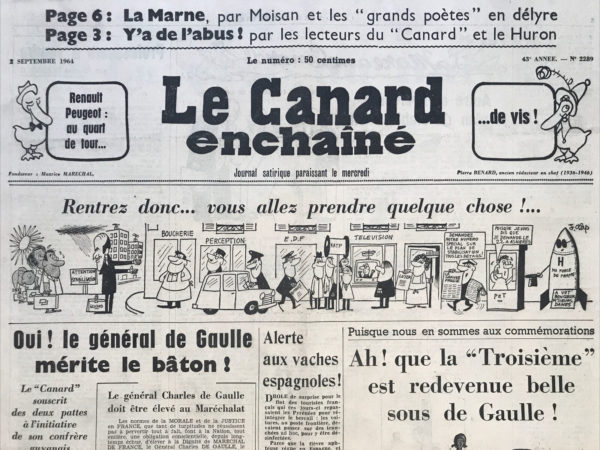 N° 2289 du Canard Enchaîné -  2 Septembre 1964