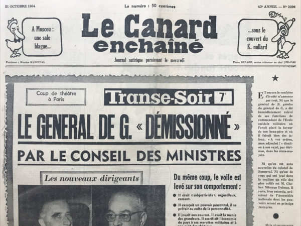 N° 2296 du Canard Enchaîné -  21 Octobre 1964
