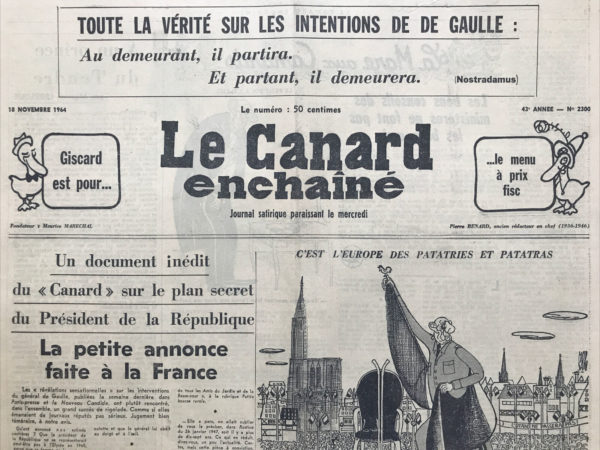 N° 2300 du Canard Enchaîné -  18 Novembre 1964