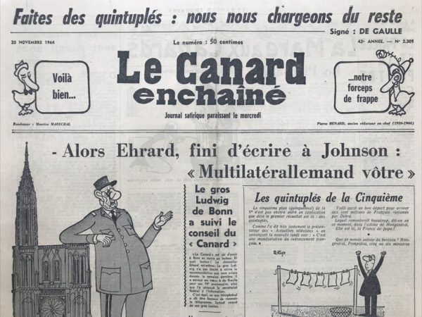 N° 2301 du Canard Enchaîné -  25 Novembre 1964