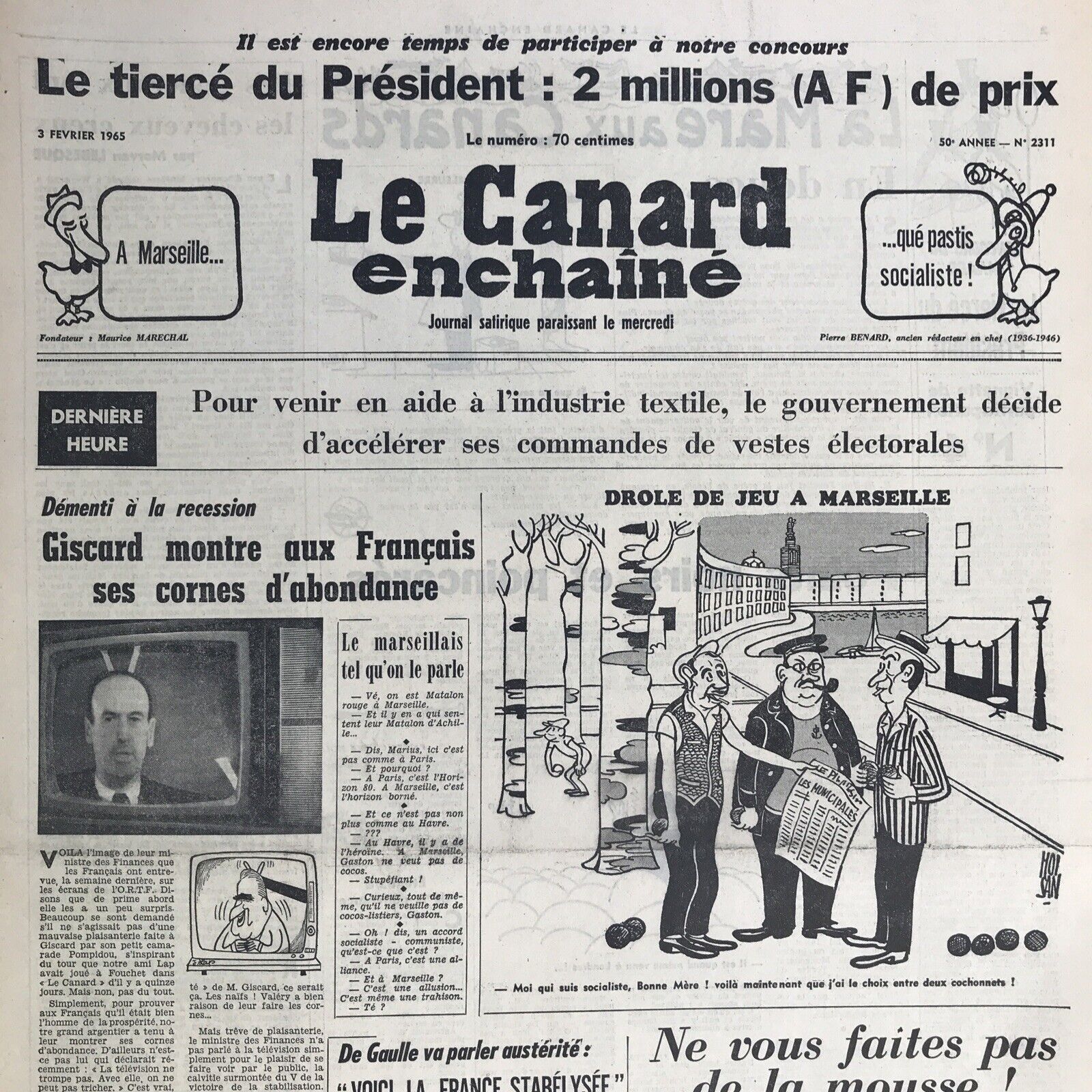 Couac ! | Acheter un Canard | Vente d'Anciens Journaux du Canard Enchaîné. Des Journaux Satiriques de Collection, Historiques & Authentiques de 1916 à 2004 ! | 2311