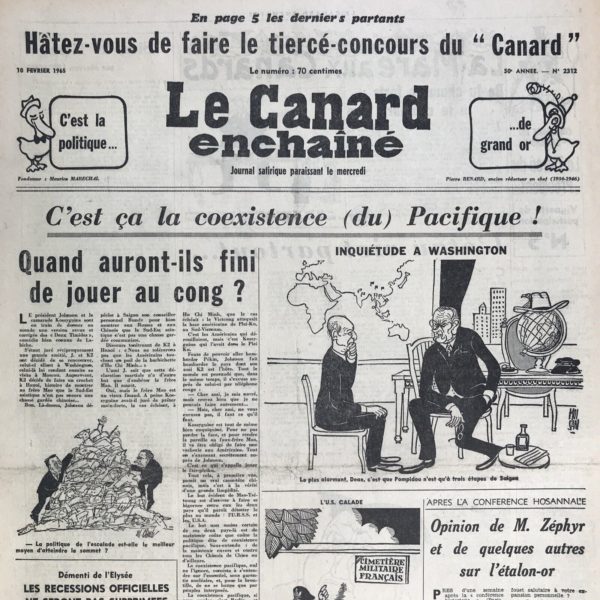 N° 2312 du Canard Enchaîné -  10 Février 1965