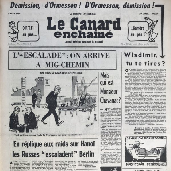 N° 2320 du Canard Enchaîné -  7 Avril 1965