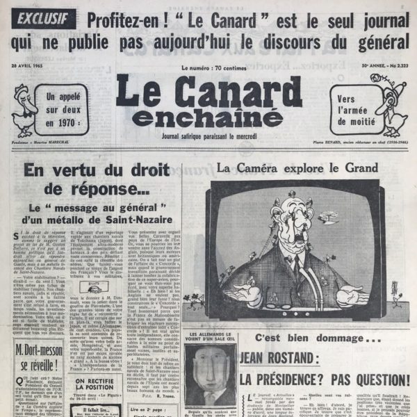 N° 2323 du Canard Enchaîné -  28 Avril 1965