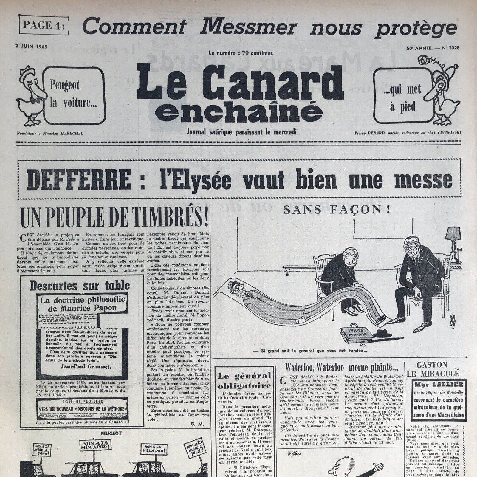 Couac ! | Acheter un Canard | Vente d'Anciens Journaux du Canard Enchaîné. Des Journaux Satiriques de Collection, Historiques & Authentiques de 1916 à 2004 ! | 2328