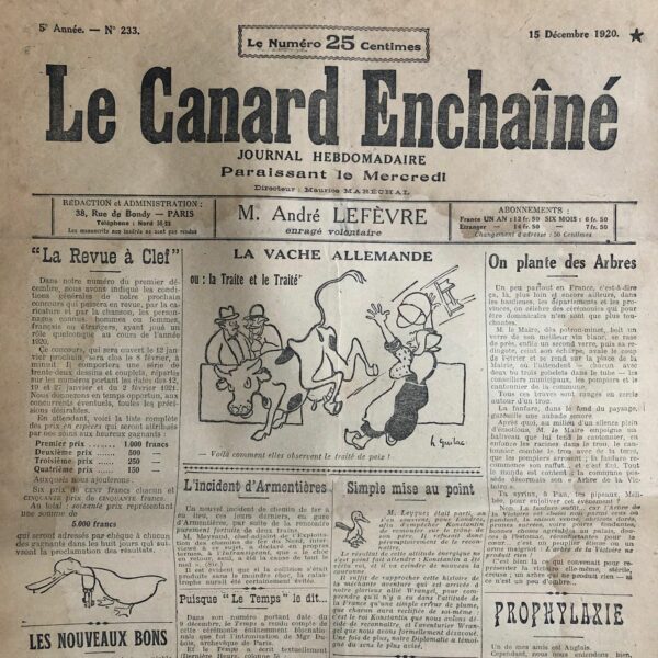 N° 233 du Canard Enchaîné -  15 Décembre 1920