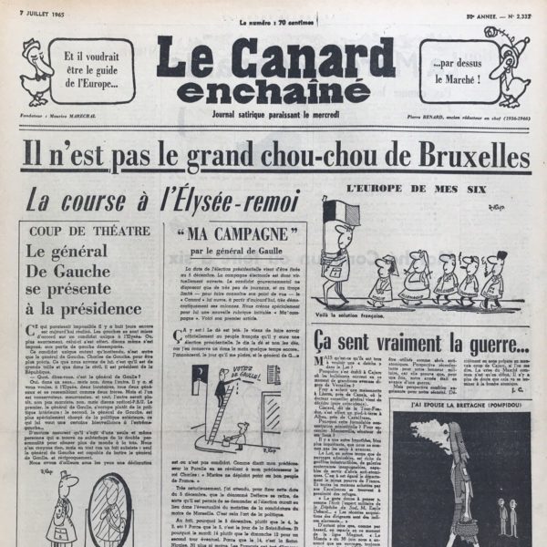 N° 2333 du Canard Enchaîné -  7 Juillet 1965