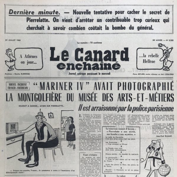 N° 2335 du Canard Enchaîné -  21 Juillet 1965