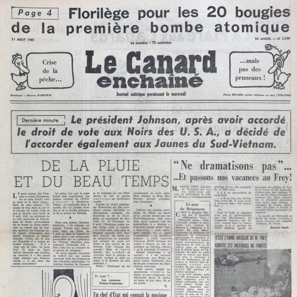N° 2338 du Canard Enchaîné -  11 Août 1965
