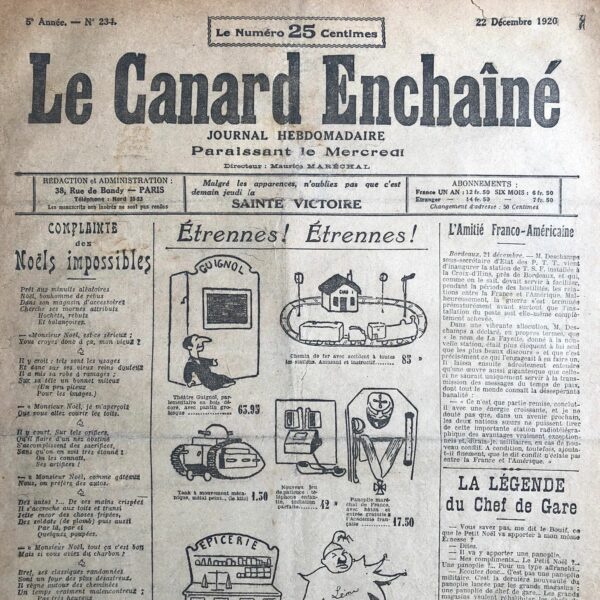 N° 234 du Canard Enchaîné -  22 Décembre 1920