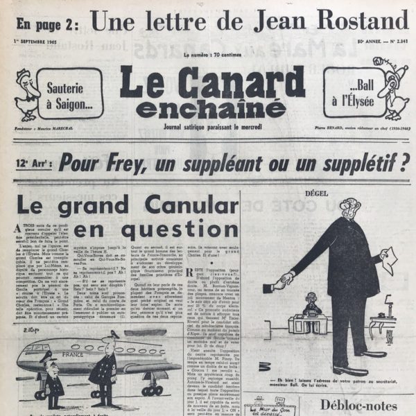 N° 2341 du Canard Enchaîné -  1 Septembre 1965