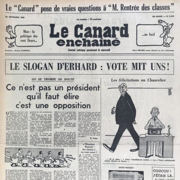 N° 2344 du Canard Enchaîné -  22 Septembre 1965