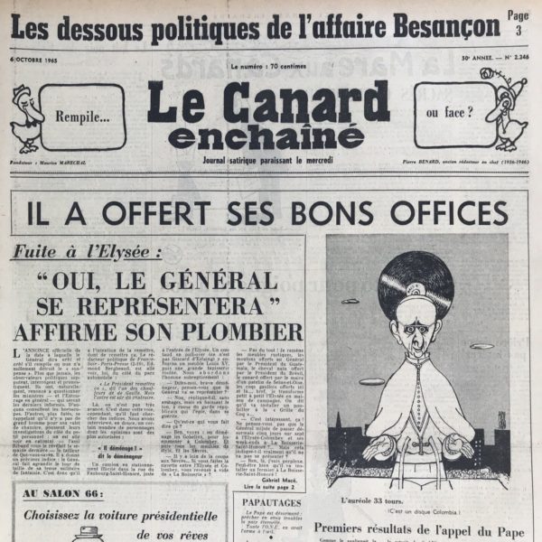 N° 2346 du Canard Enchaîné -  6 Octobre 1965