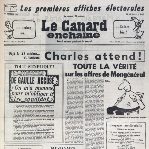 N° 2349 du Canard Enchaîné -  27 Octobre 1965