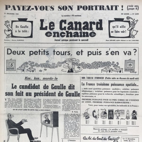 N° 2354 du Canard Enchaîné -  1 Décembre 1965