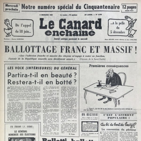 N° 2355 du Canard Enchaîné -  8 Décembre 1965