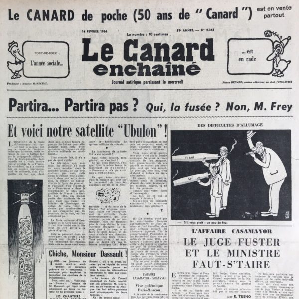 N° 2365 du Canard Enchaîné -  16 Février 1966