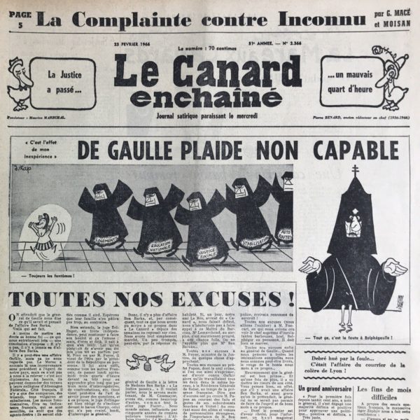 N° 2366 du Canard Enchaîné -  23 Février 1966