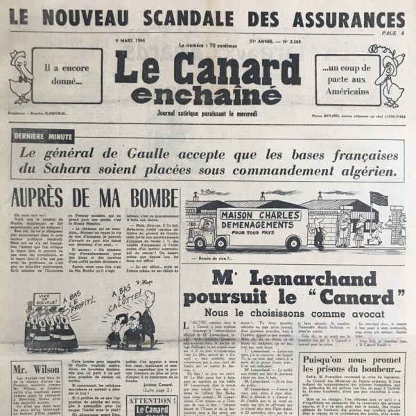 N° 2368 du Canard Enchaîné -  9 Mars 1966