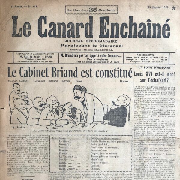 N° 238 du Canard Enchaîné -  19 Janvier 1921