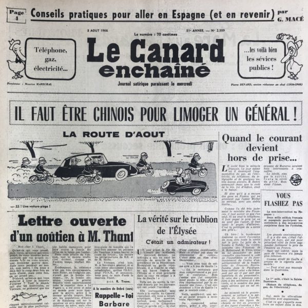 N° 2389 du Canard Enchaîné -  3 Août 1966