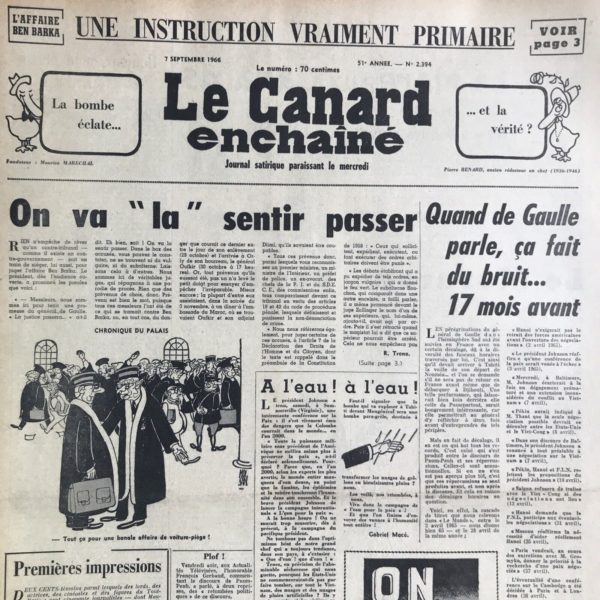 N° 2394 du Canard Enchaîné -  7 Septembre 1966