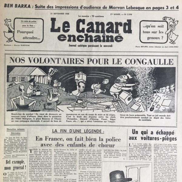 N° 2396 du Canard Enchaîné -  21 Septembre 1966
