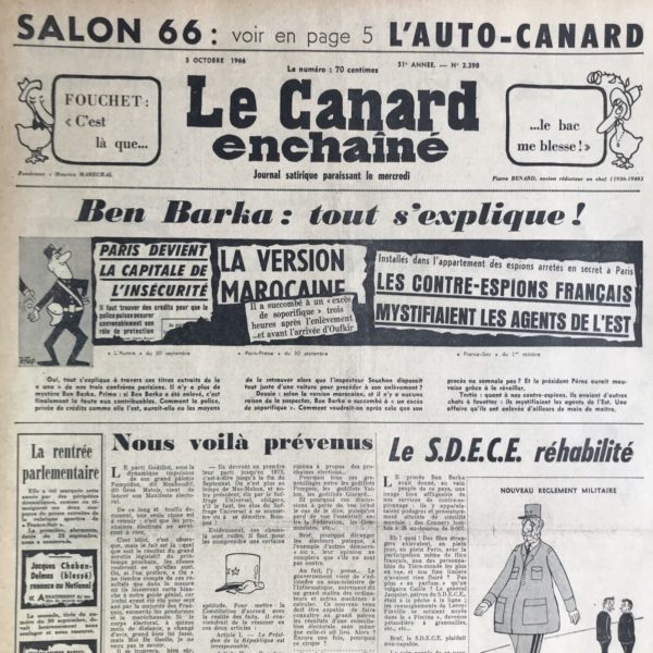 N° 2398 du Canard Enchaîné -  5 Octobre 1966
