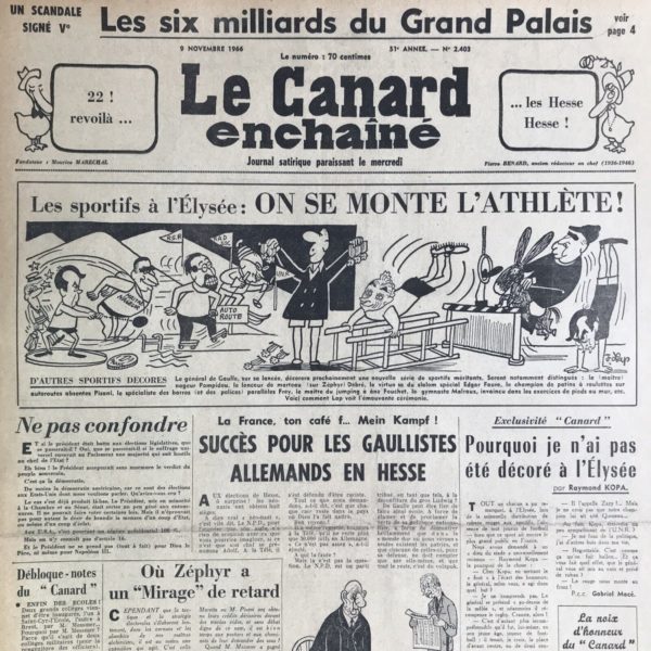 N° 2403 du Canard Enchaîné -  9 Novembre 1966