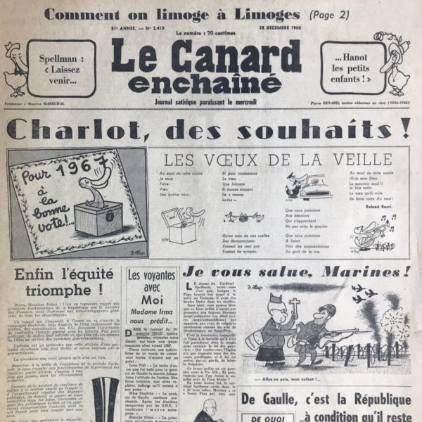 N° 2410 du Canard Enchaîné -  28 Décembre 1966