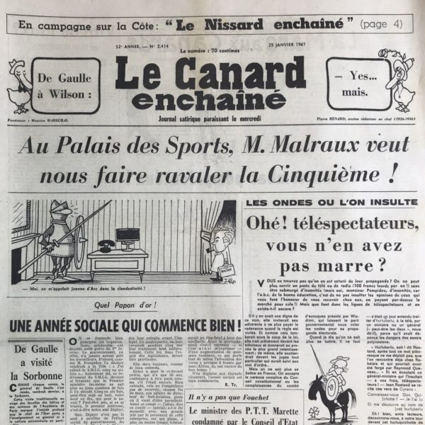 N° 2414 du Canard Enchaîné -  25 Janvier 1967