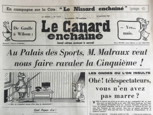 N° 2414 du Canard Enchaîné -  25 Janvier 1967
