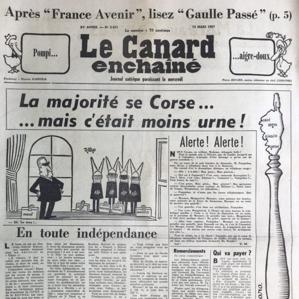 N° 2421 du Canard Enchaîné -  15 Mars 1967