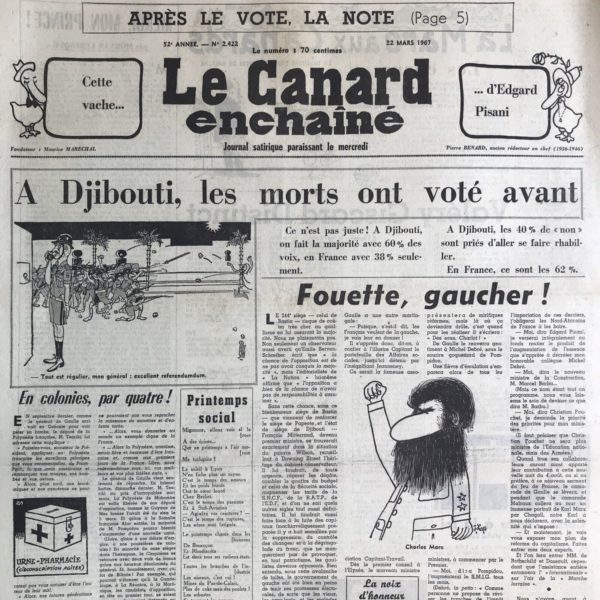N° 2422 du Canard Enchaîné -  22 Mars 1967