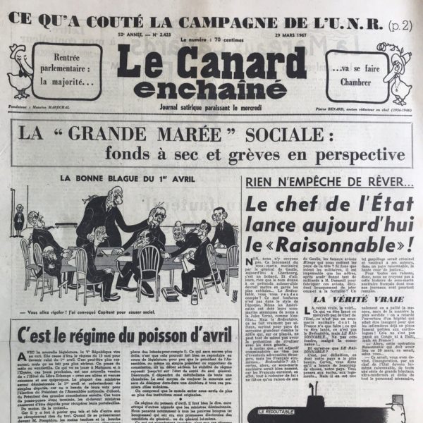 N° 2423 du Canard Enchaîné -  29 Mars 1967
