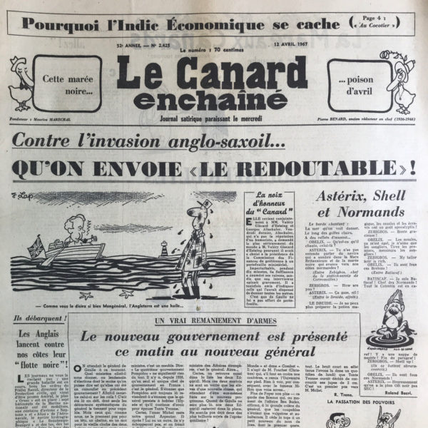 N° 2425 du Canard Enchaîné -  12 Avril 1967