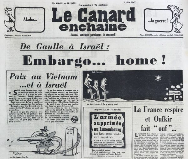 N° 2433 du Canard Enchaîné -  7 Juin 1967