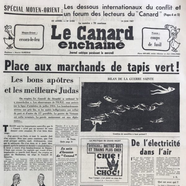 N° 2434 du Canard Enchaîné -  14 Juin 1967