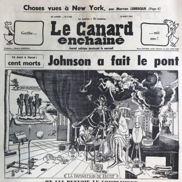N° 2443 du Canard Enchaîné -  16 Août 1967